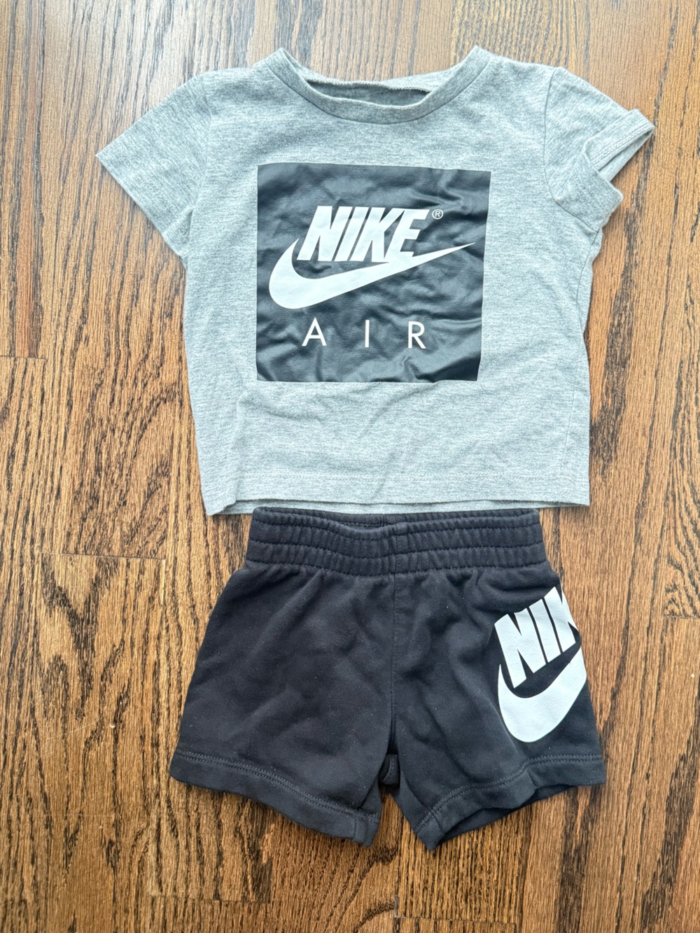 Nike Grey Tee with Black Logo & Black Nike Shorts